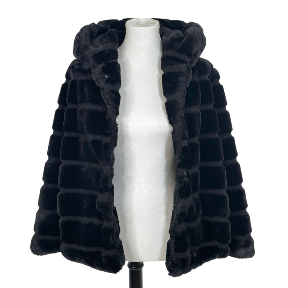 APPARIS Goldy Coat – Faux Fur Hooded Jacket in Black – Size S